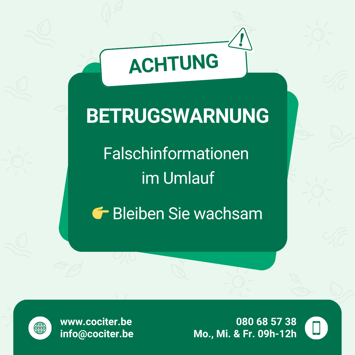 Betrugswarnung: Falschinformationen im Umlauf, Bleiben Sie wachsam.